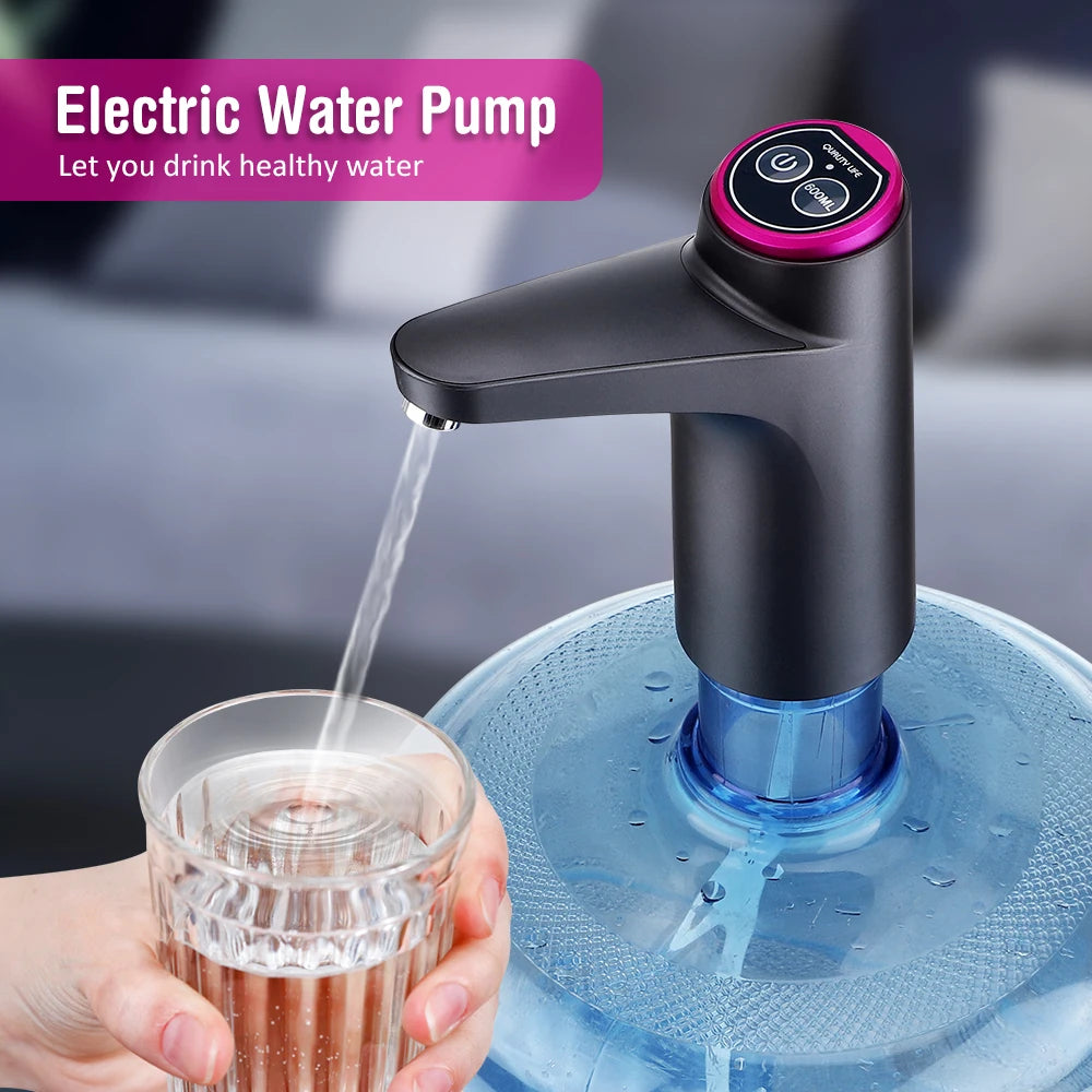 Automatischer Wasserspender, elektrische Wasserpumpe, Tastensteuerung, USB-Ladefunktion, tragbar für Küche, Büro, Outdoor, Getränkespender