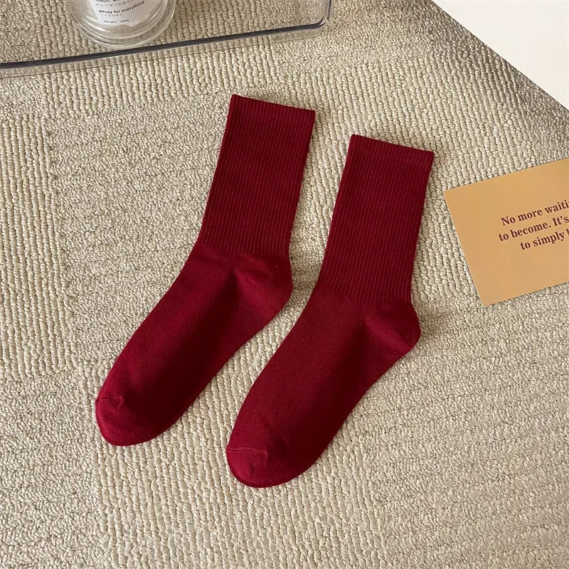 33 Farben Sommer Baumwolle Weiche Socken Fröhlich Bunte Damen Mid-Tube Strümpfe Modetrend Rot Grün Knöchelsocken Herbst Strumpfwaren