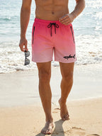 Hai-Grafik Herren Badeshorts Sommer Lässige Strandshorts mit Netzfutter Reißverschlusstaschen Schnell trocknende Badehose