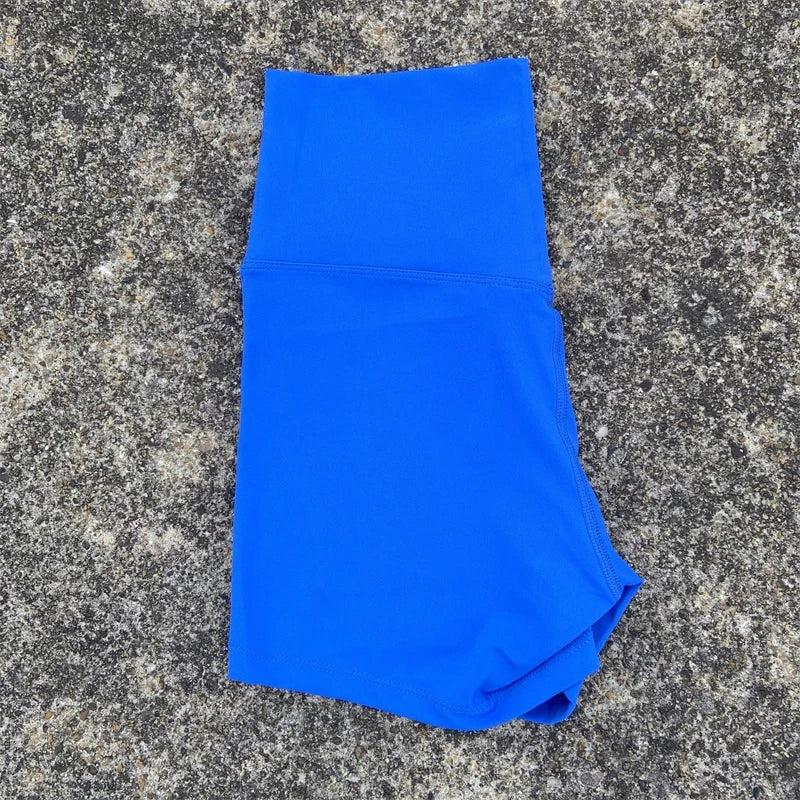 Sexy einfarbige Damen-Fitness-Sportshorts, hohe Taille, athletische Yoga-Shorts, Bein-Radfahren, umfassendes Training, Jogging, Squat-Proof