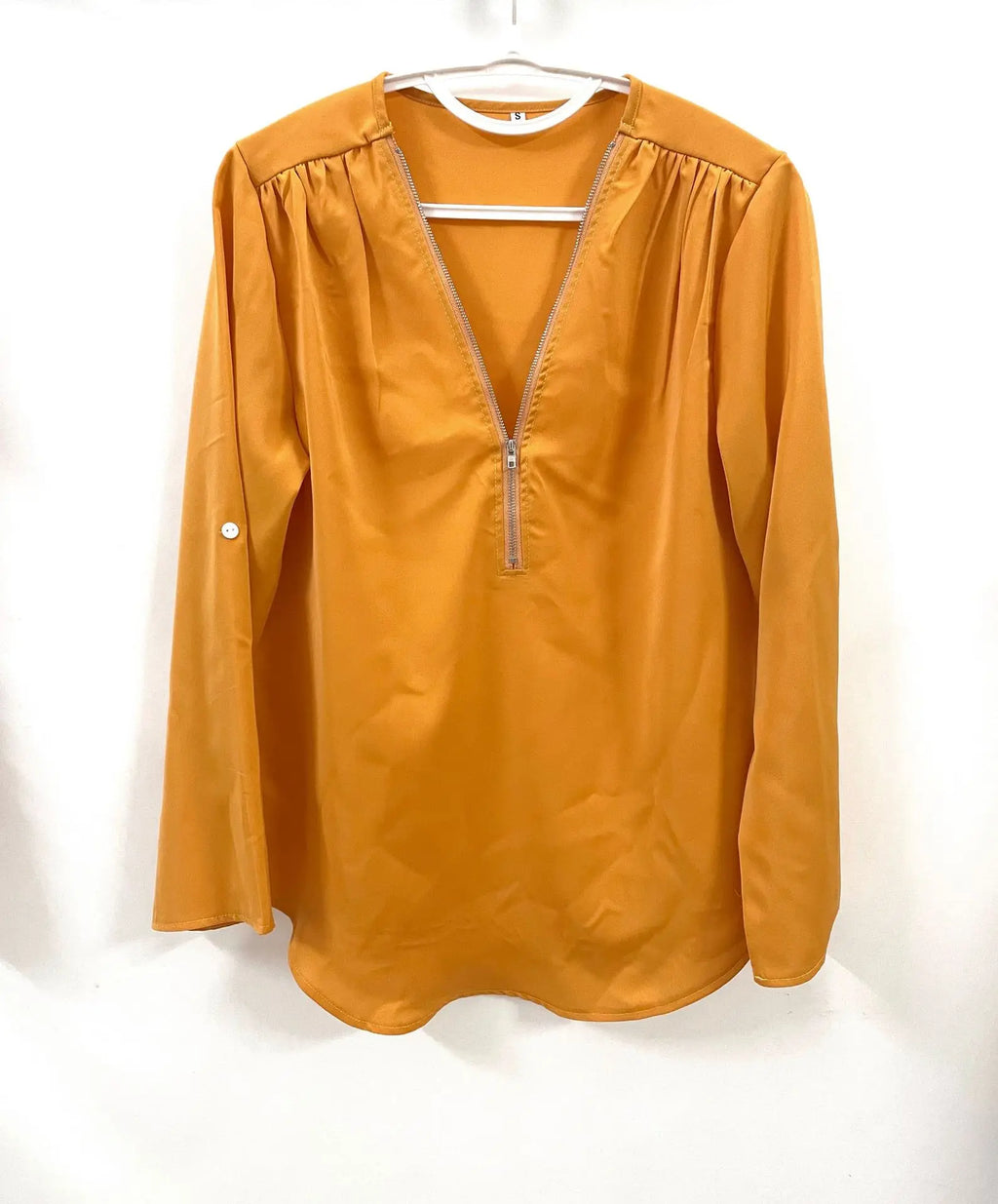 2024 Qualität Heißer Verkauf Plus Size Tiefer V-Ausschnitt Damenbluse Chiffon Coole lockere Hemd Mode Freizeit Damen Tops Sexy Reißverschluss Pullover