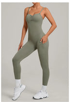Damen Yoga Jumpsuits Sport Fitness Einteiler Schönheits-Rückengurt Tasche Hüfthebend Slim Fit Laufen Workout Training Bodysuit