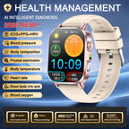 Neue Herren Smartwatch für präzise Gesundheitsdiagnose: EKG, Blutdruck, Blutsauerstoff, Blutfett, Harnsäure, Temperatur, Bluetooth-Anruf