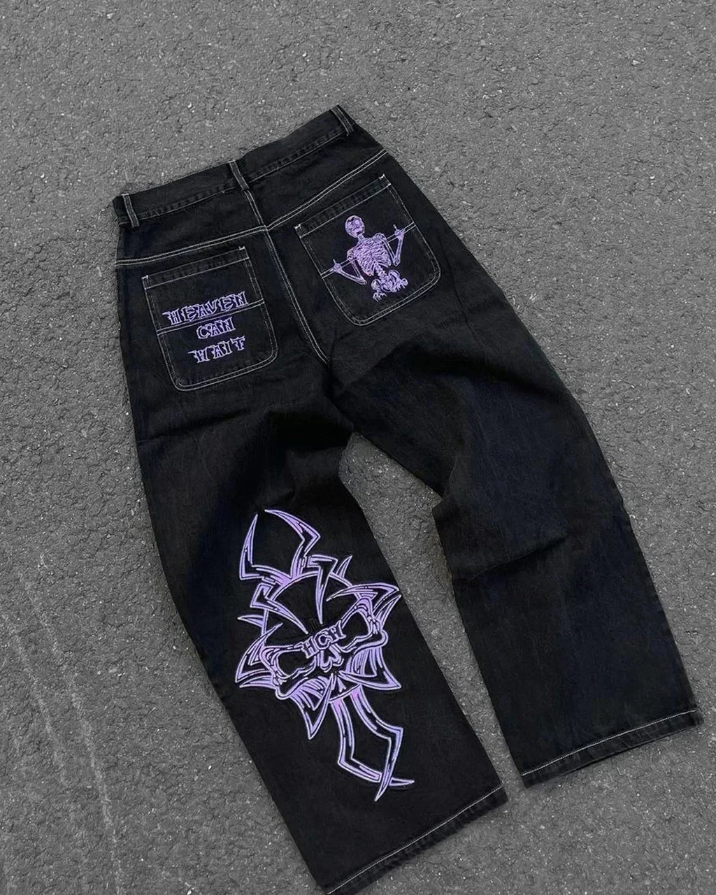 Amerikanische Y2K 2025 Neue weite Baggy Black Jeans Oversized Damen Street Casual Joker Denim-Hose Paar-Jeans Vintage Streetwear