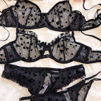 Neues Dessous-Tangas-Set, sexy, ultradünner transparenter BH, Damen-Bügel-Push-up-BH-Set, sommerliche, romantische Pfirsichherz-Unterwäsche