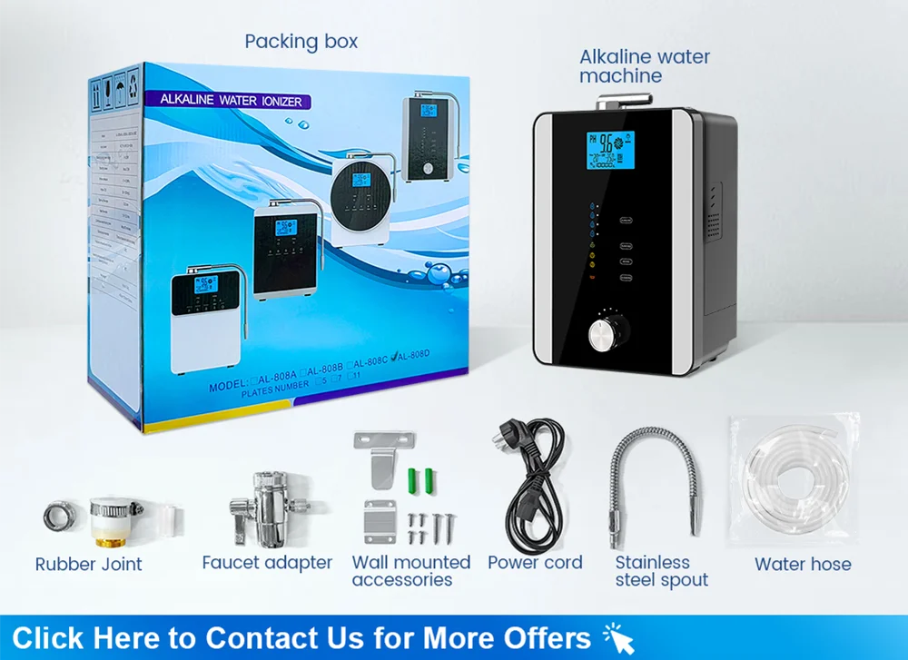 CAWOLO Alkalischer Wasserionisator PH-Wassergerät Alkalischer Wasserspender 11 Platten Platinbeschichtung Alkalischer Wasserionisierer