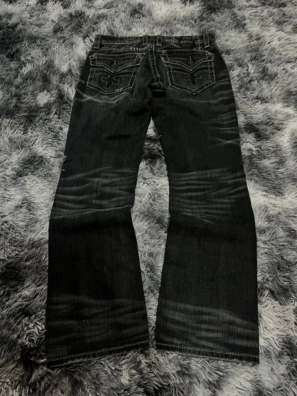 Y2K Black Washed Bestickte High-Waisted Oversized Jeans Herren Europäischer und Amerikanischer Retro Klassiker Lockere Weite Gerader Schnitt Hosen
