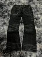 Y2K Black Washed Bestickte High-Waisted Oversized Jeans Herren Europäischer und Amerikanischer Retro Klassiker Lockere Weite Gerader Schnitt Hosen