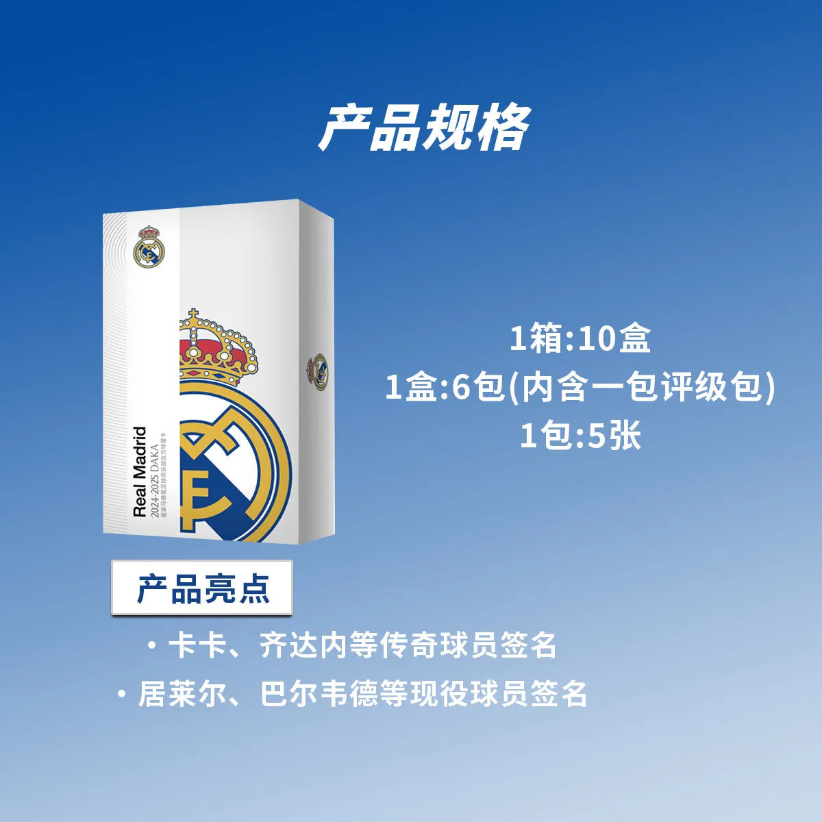 Original 2025 DAKA Real Madrid Star Cards Sammelbox Limitierte Auflage Nummerierte Unterschrift Must-have für Fans und Sammler