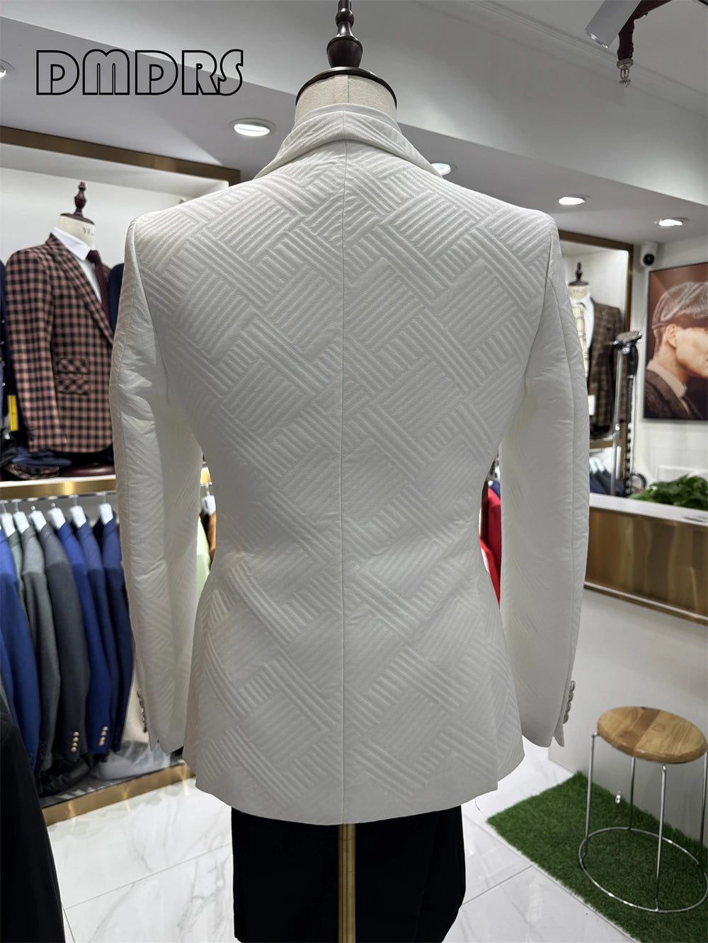 24H Versand Hochwertiger Hochzeitsanzug für Bräutigam, 3-teilig, Herrenmode-Anzüge, Ein-Knopf-Sakko mit Schalkragen, Weste, Hose