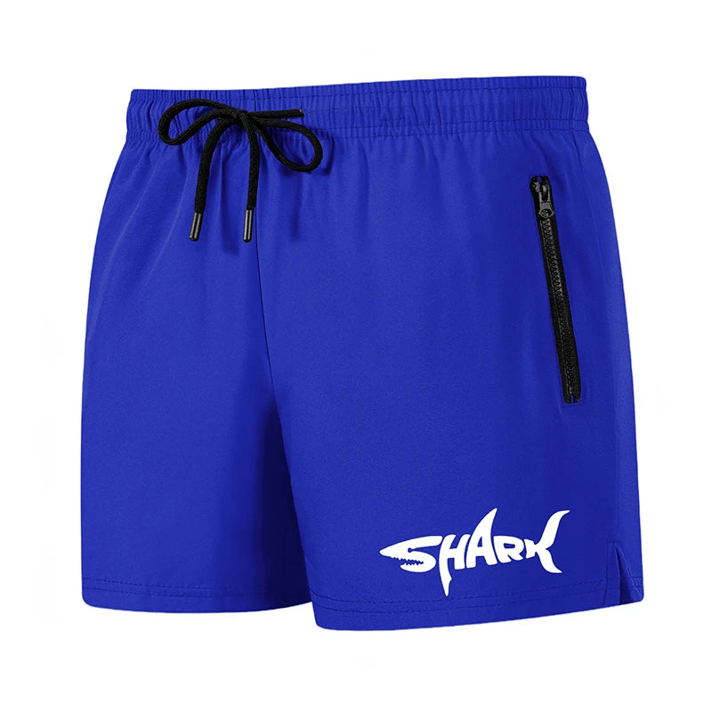 Hai-Grafik Herren Badeshorts Sommer Lässige Strandshorts mit Netzfutter Reißverschlusstaschen Schnell trocknende Badehose