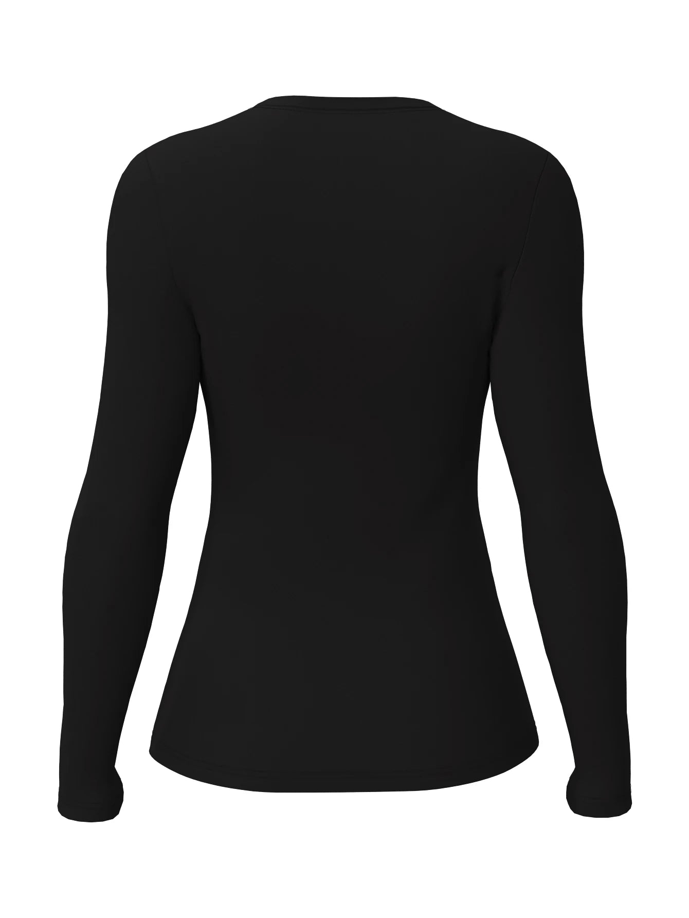 Damen einfarbiges Rundhals Enganliegendes Langarm Alltags-Fitness-T-Shirt Zweitbild