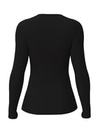 Damen einfarbiges Rundhals Enganliegendes Langarm Alltags-Fitness-T-Shirt