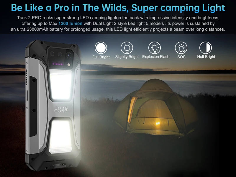 8849 Tank 2 PRO Projektor Robustes Smartphone Android 2.4K 24GB 512GB 100MP Kamera 23800mAh 120W Dual-SIM OTG-Telefon