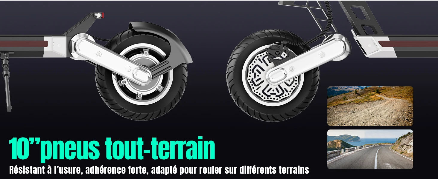 TODIMART G2 ABE E-Scooter, 48V 13Ah, 500W, 40-45km Reichweite, 20km/h, Doppelte Stoßdämpfer, Doppelte Scheibenbremsen, 10-Zoll Offroad-Reifen