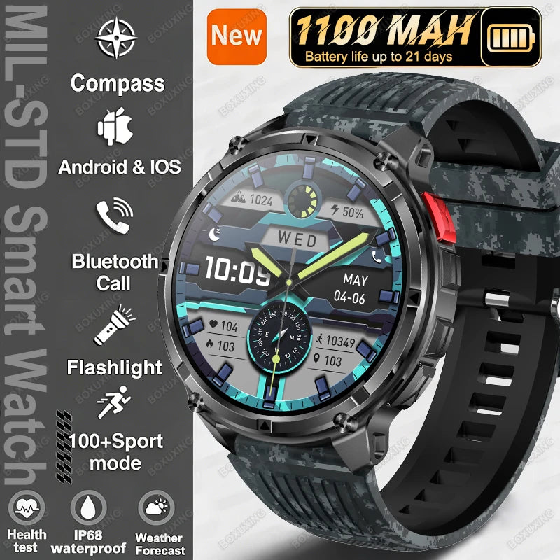2026 Neue T-Rex 3 Ultra 1100mAh Smartwatch 5ATM Wasserdicht Outdoor Sport GPS Track Herzfrequenz Kompass Bluetooth Anruf Smartwatch