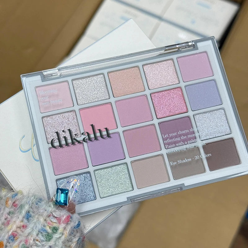 DIKALU 20-Farben Koreanische Lidschatten-Palette mit geringer Sättigung Matt Wasserfest Braun Rosa Lidschatten-Palette Langanhaltendes Tages-Make-up