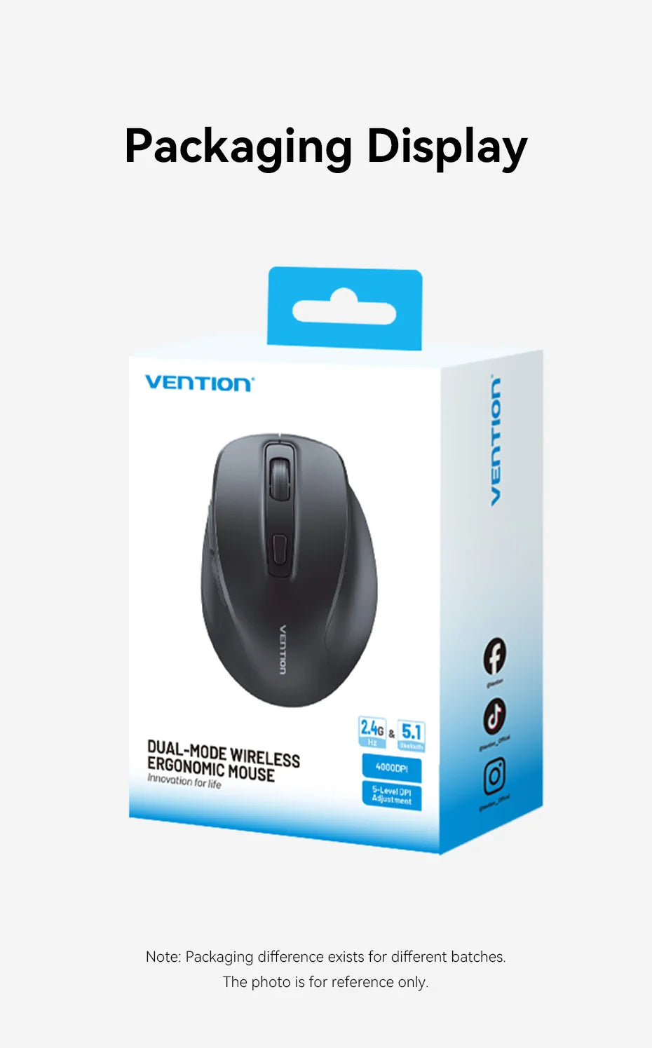 Vention Kabellose Bluetooth 5.1 Maus USB 2.4G Dual-Mode Ergonomische 4000 DPI Stille 6-Tasten-Maus für MacBook Tablet Laptop PC Mäuse