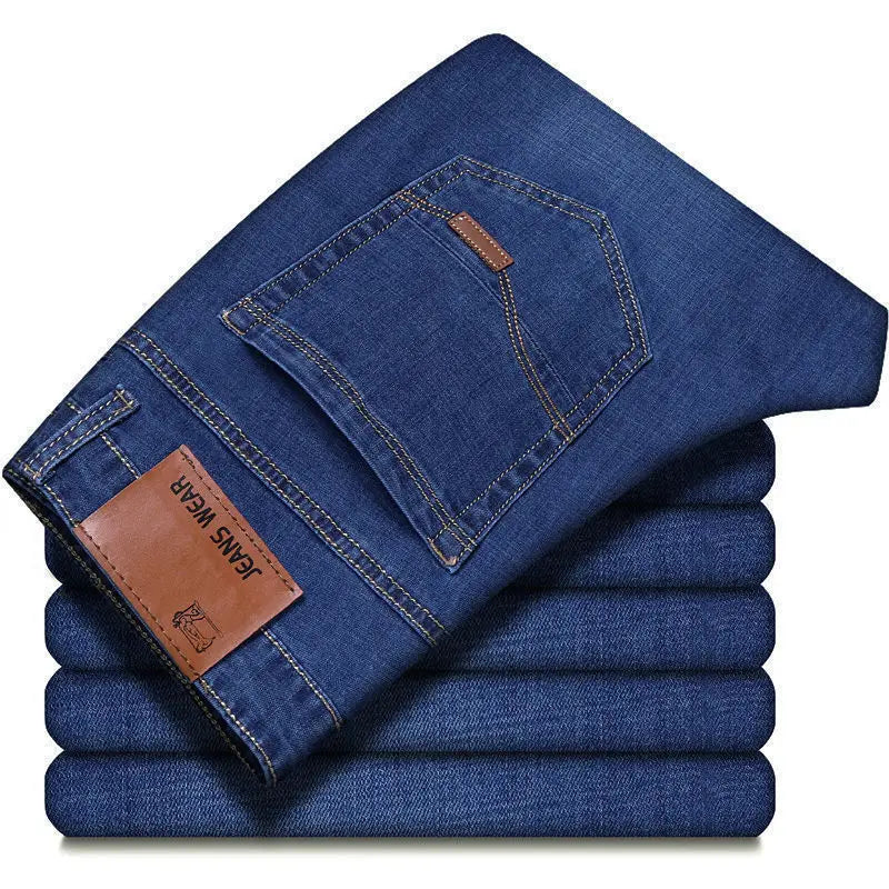 2025 Neue Herren Stretch Jeans Herren Klassische Elastische Business Jeans Herren Mode Bequeme Einfarbige Schmale Straight Lange Denim Hose