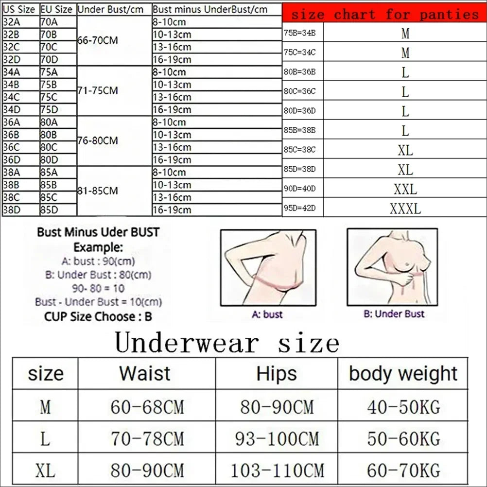 BH- und Höschen-Set Bequeme Push-up-Shapewear Verstellbar Gepolstert Gerafft Neu V-Spitze Dessous-Set Damen Sexy