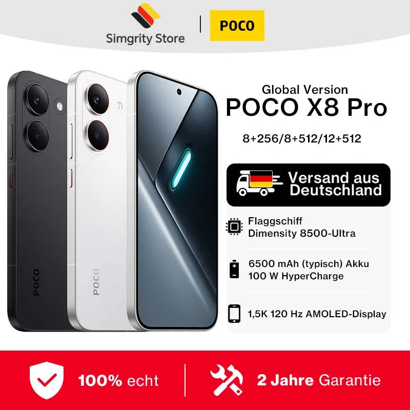 Globale Version POCO X8 Pro Dimensity 8500-Ultra Prozessor Smartphone 6,59" 1,5K 120Hz Display 6500mAh(typ) 100W HyperCharge Hauptbild