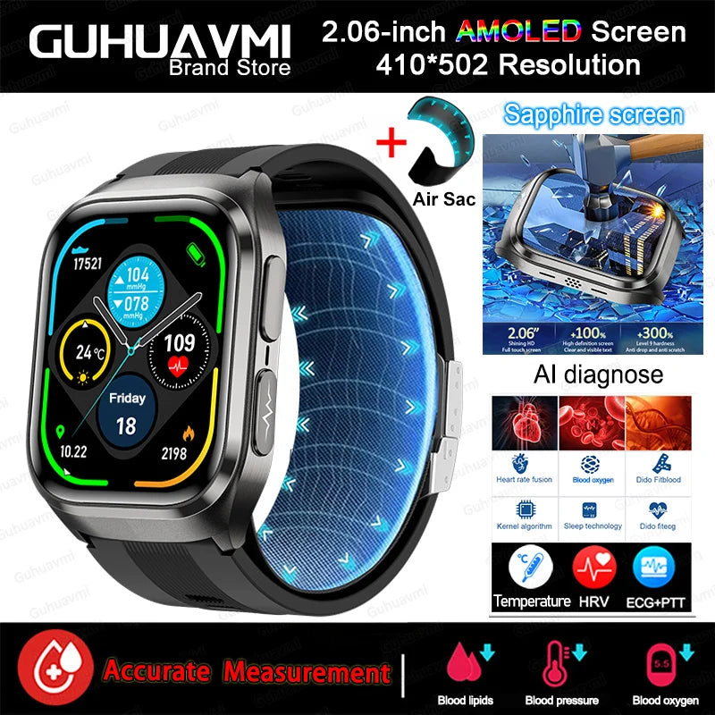 2026Neue Gesundheitsuhr Blutdruck Genaue Messung Smartwatches Herren Harnsäure Blutfette wasserdicht Airbag Smartwatch Damen