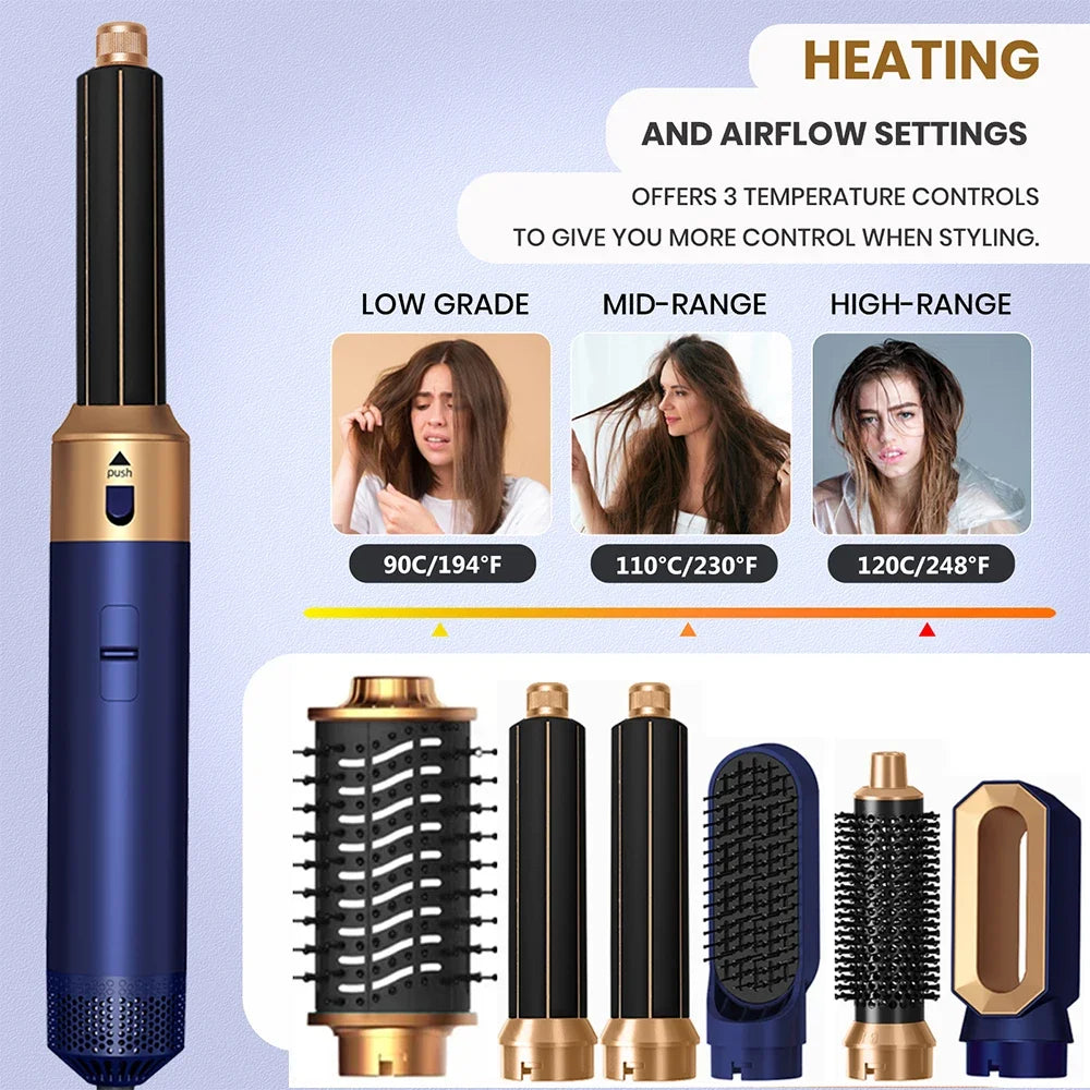 6-in-1 Haartrocknerbürste Heißkamm-Set Professioneller Lockenstab Haarglätter Styling-Tool Luft-Styling Haartrockner Haushaltsgerät