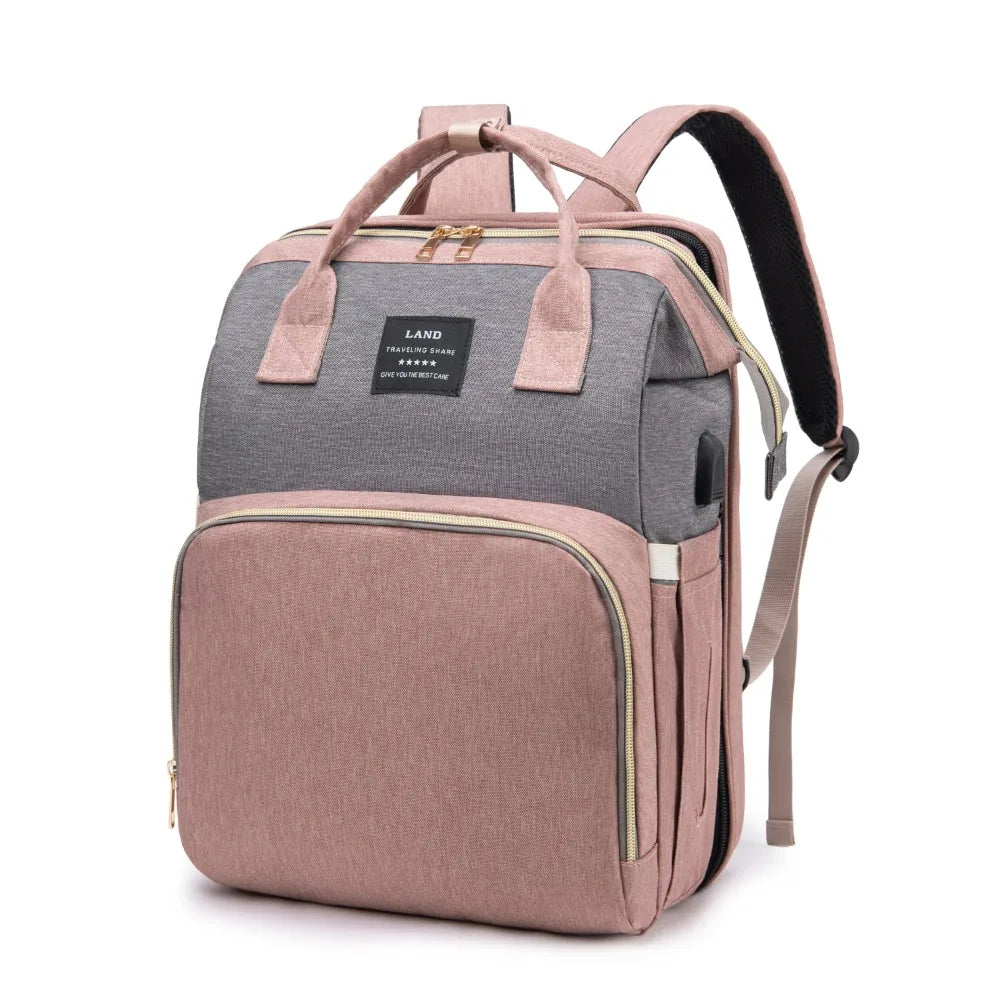 Wickeltasche Leichtgewicht Tragbares Klappbett Großraum-Reise-Maternity-Taschen Baby-Rucksack Weibliche Mama-Ausgehtasche
