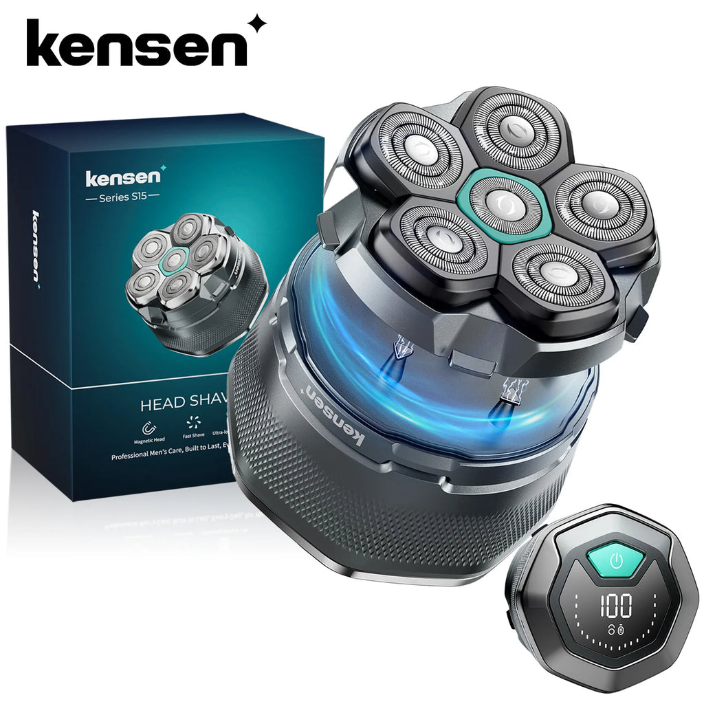 KENSEN 6D Magnetischer schwebender Elektrorasierer für Herren Nass-/Trockenrasierer Haartrimmer USB wiederaufladbarer LED-Display Barttrimmer