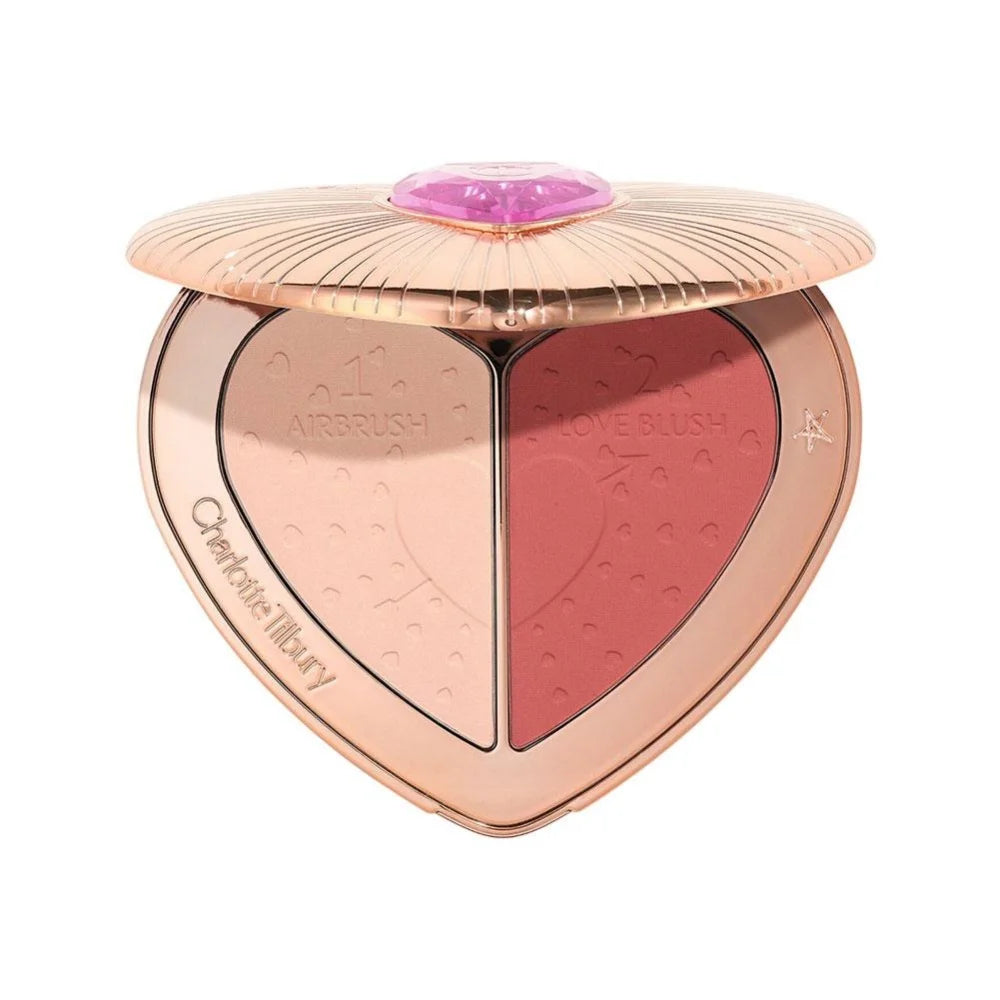 Charlotte Tilbury Lip Gloss Zweifarbiges Herzform-Puder-Rouge-Highlight-Spotlight-Aufhellung Nahtloses Cosplay-Make-up-Geschenk
