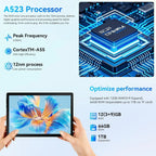 10Inch Tablet Android14 12GB RAM 64GB ROM Octa Core WiFi Dual Camera with Stylus Keyboard Mouse Headphones Case Computer PAD Set