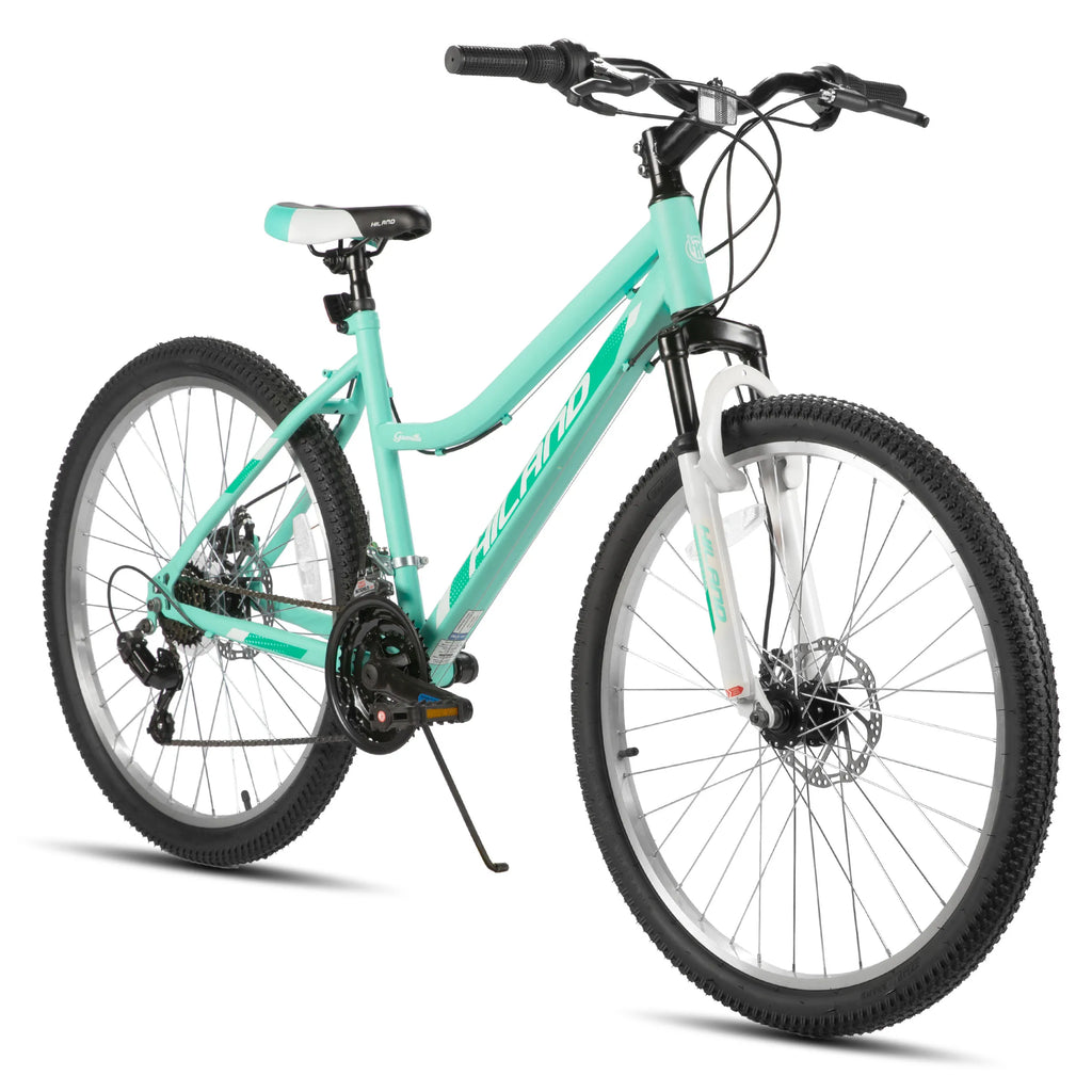 Hiland 26 Zoll Damen Mountainbike, 18-Gang mit Federgabel, doppelten mechanischen Scheibenbremsen, Aluminiumrahmen MTB