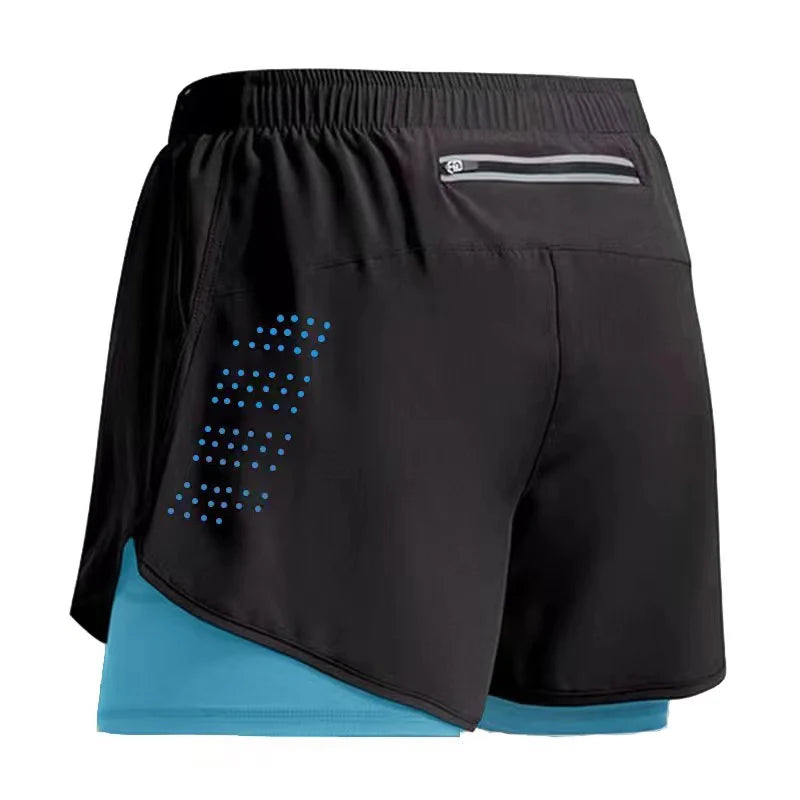 Neue Herren Laufshorts Gym Sportshorts 2 in 1 Schnelltrocknende Workout Trainings Gym Fitness Jogging Short Pants Sommer Herren Shorts