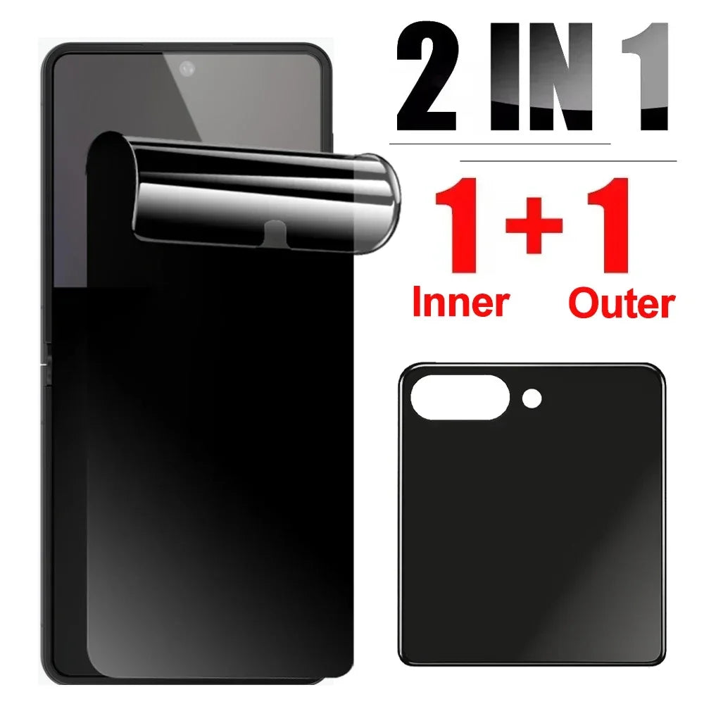 4in1 Blickschutzfolie Innen & Außen Hydrogel Anti-Spionage-Folien für Samsung Galaxy Z Flip 7 Flip7 Anti-Schnüffel-Schutz