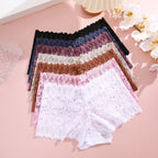 FINETOO 2Pcs Lace Four Shorts Women Low-Rise Panties Floral Underwear S-XL Girls Sexy Panties Ladies Lace Underpants Lingerie