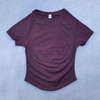 Nahtloses Yoga-Top für Damen Kurzarm Gym Crop Top Leichtgewichtige Yoga-Shirts Fitness-Gym-Shirts Elastische Sport-Shirts