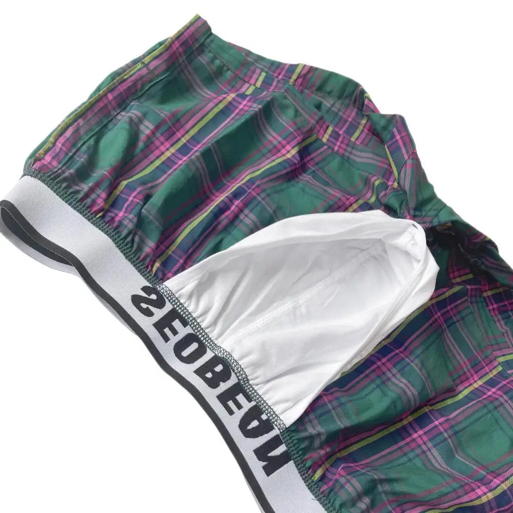 SEOBEAN Klassische Herren Boxershorts kariert 100% Baumwolle Unterwäsche Boxershorts U-konvexer Beutel Pfeil Panties Shorts Herren Schlafunterteile