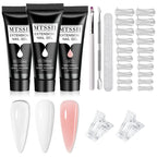 24-teiliges Set 20ml Poly Nail Extension Gel Kit Mini-UV-Lampe Versiegelung mit Basislack Überlack Professionelles Poly-UV-Nagelgel-Kit Starter-Kit
