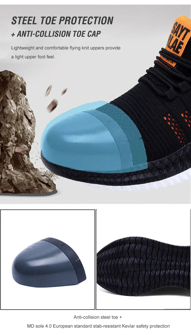 Arbeitssicherheitsschuhe Sommer Atmungsaktiv Herren Air Cushion Arbeitsschutzschuhe Anti-Durchstich Arbeitsschuhe Herren Stahlkappenschuhe