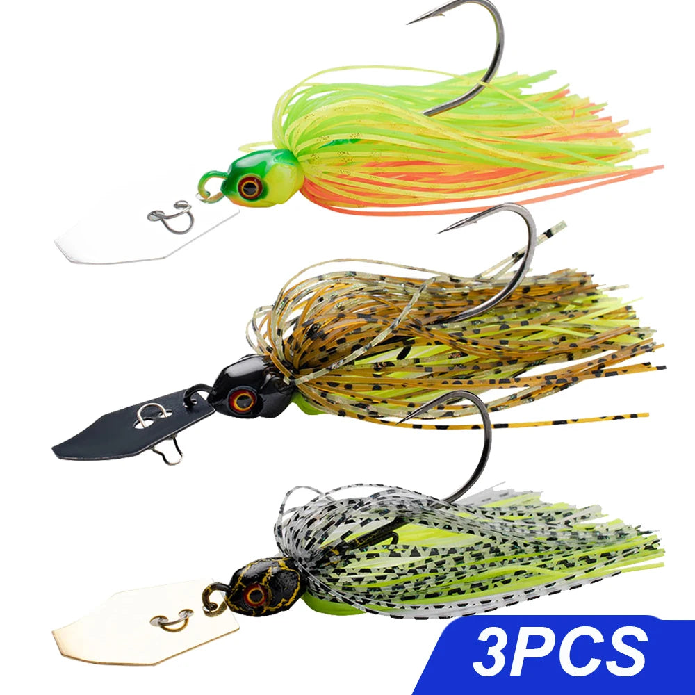 Spinner Bait 7g/9g/12g/14g/21g Angelköder Kit Set Pesca Chatter Weedless Metallblatt Gummifischkopf Haken Draht Spinnerbait