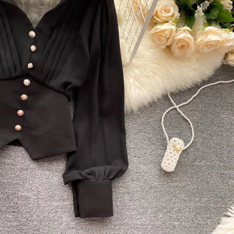 Weiße Freizeit Bluse mit Polokragen Knopfleiste Puffärmeln Geradem Schnitt für Damen Kurzarm Hemd Weibliche Kleidung Oberteile 2024 Mode