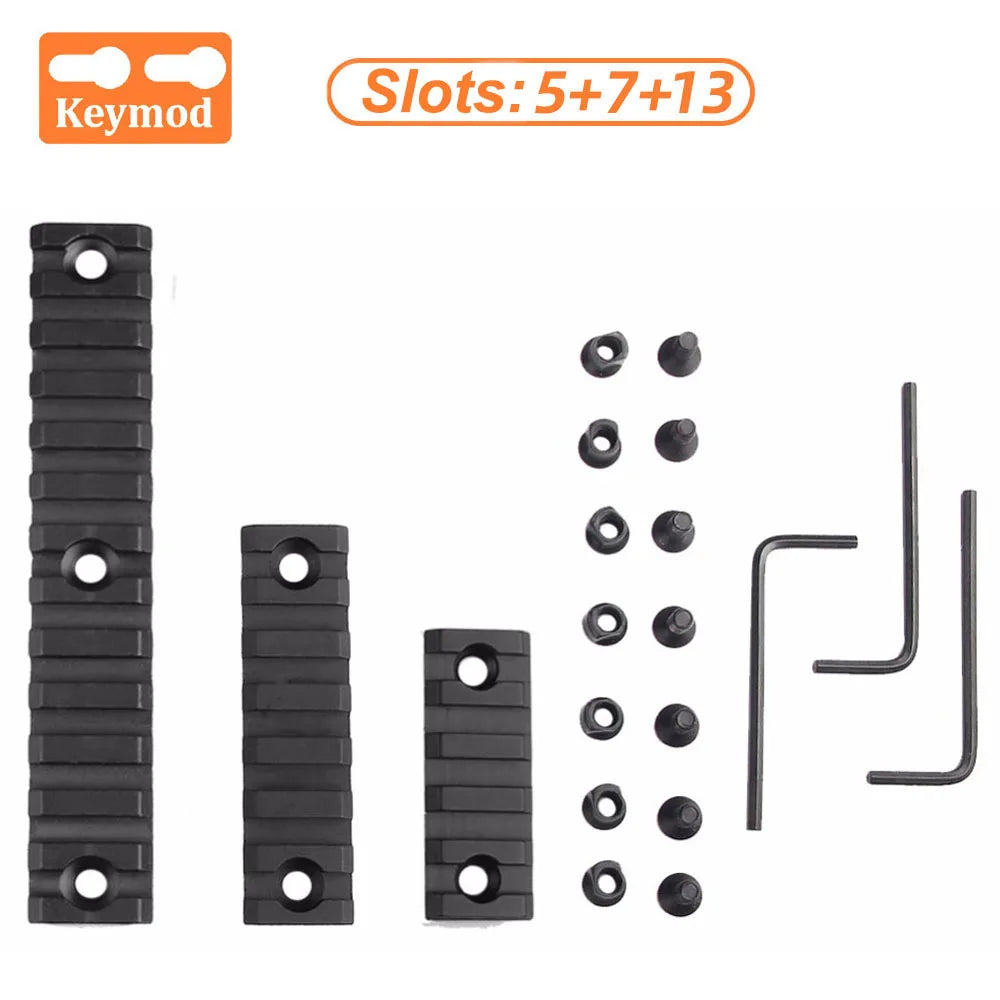 Jagd Taktische Picatinny Schiene 3-13 Slots 20mm Aluminium Schienenadapter Halterung für Keymod / M-LOK System Handschutz Zielfernrohr Montagebasis