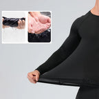 Herren Kompressions-Langarmshirt Schwarz Fitness-T-Shirt Männer Laufen Schnelltrocknend Gym-Top Sonnenschutz Sport-Baselayer