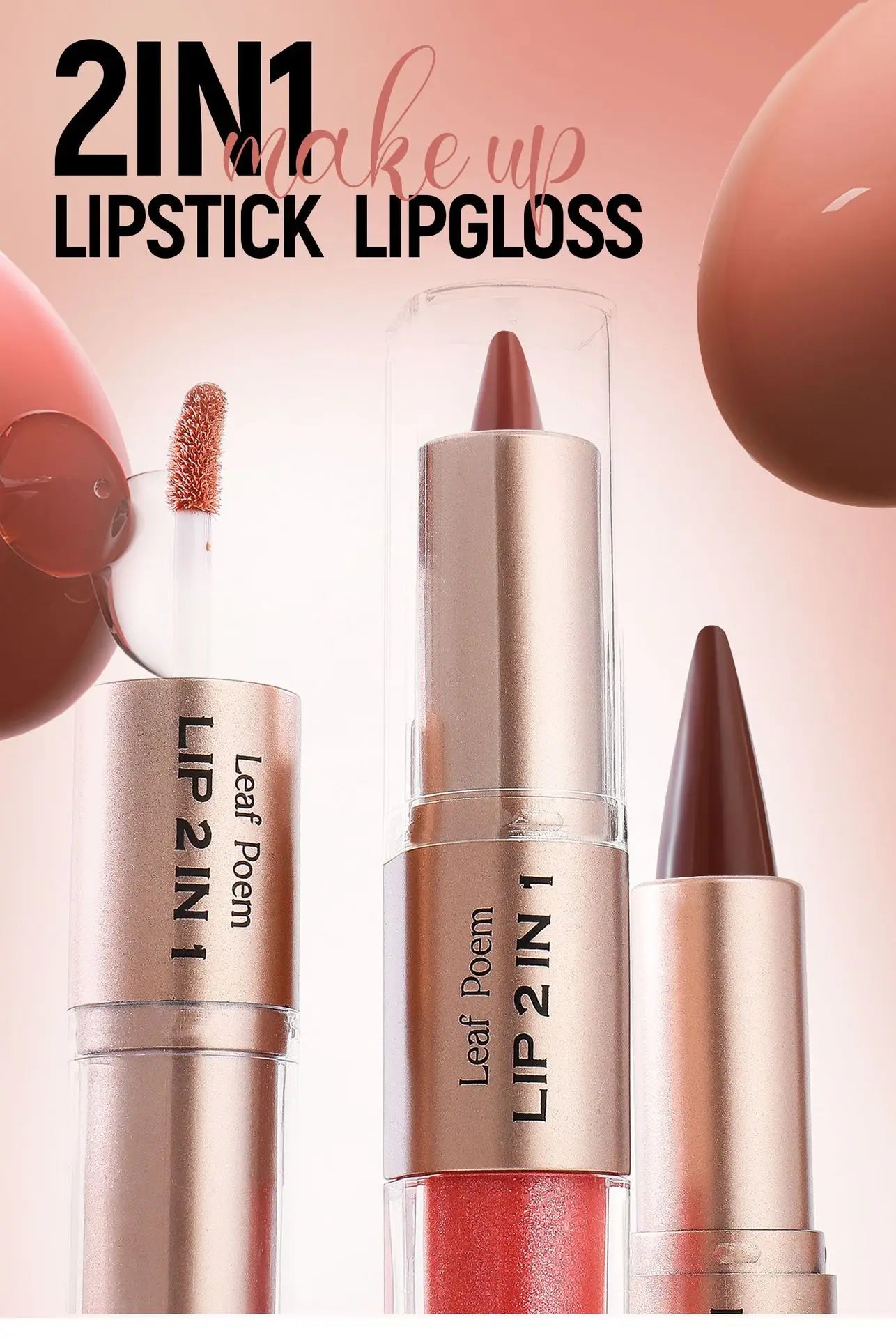 Schwarzer brauner, spitz zulaufender Lipliner-Konturenstift, doppelseitiger Spiegel, aufpolsternder Lippenglanz, kristallklarer Lipgloss, sexy roter Lippen-Tint-Make-up