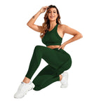 2-teiliger Anzug, Damen Yoga Anzug, schöne Rücken-High-Waist-Hosen-Kombination, nahtlose, super elastische, ideale Fitnesskleidung