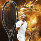 Golden-Dragon Carbonfaser Tennisschläger für Erwachsene, ideal für Fortgeschrittene, Drachen-Design im chinesischen Stil, 50–60 lbs, Gratis-Geschenke