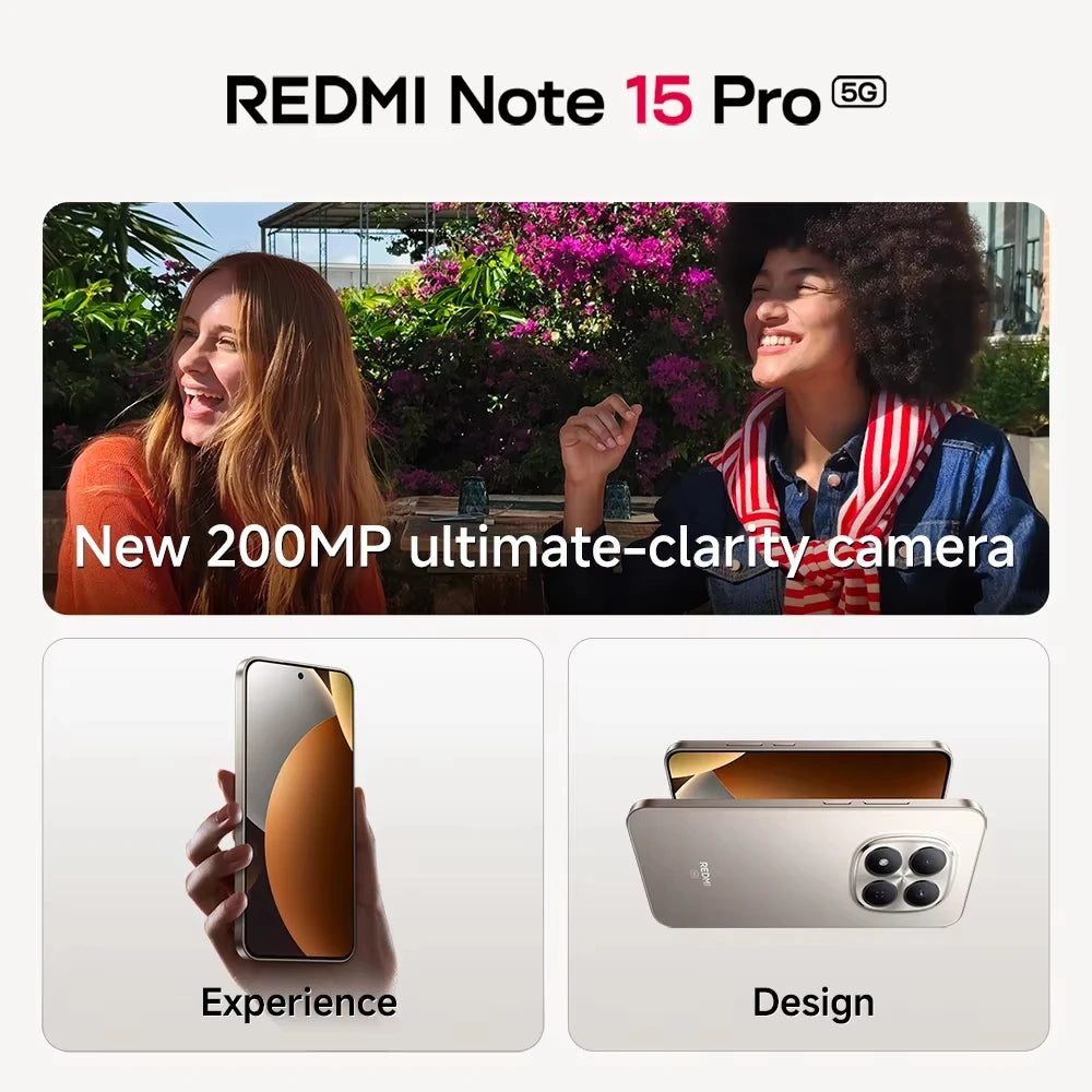 Xiaomi Redmi Note 15 Pro 5G 8GB 256GB 12GB 512GB 6,83" 1.5K AMOLED Display MTK Dimensity 7400-Ultra 200MP Kamera 6580mAh Akku