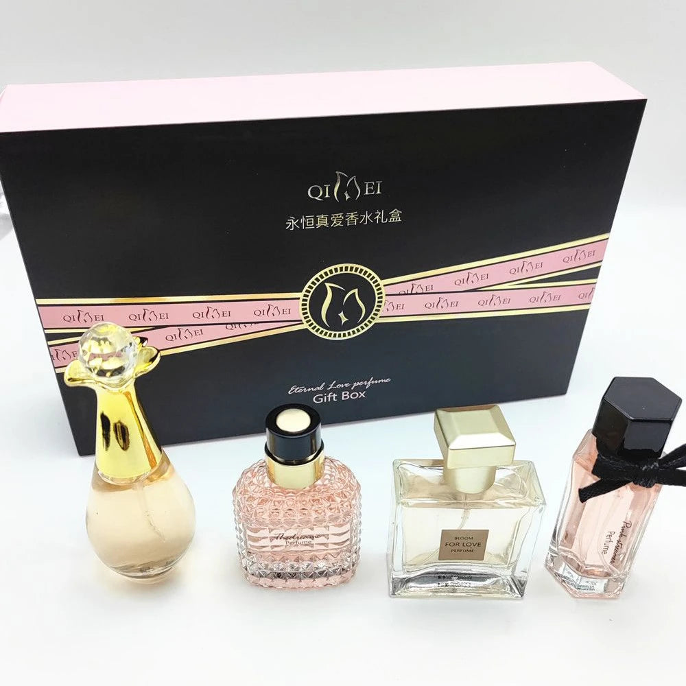 Luxusmarke Parfüm Damen Eau De Parfum Femme Geschenkbox 4-teiliges Set 100ml Parfums De Mujer Natürlicher Blumenduft Spray