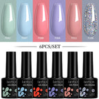 LILYCUTE 7ML 6PCS Neon Gel Nagellack Set fluoreszierend Farbwechsel Semi Permanent Soak Off Maniküre-Kit Nail Art Gel