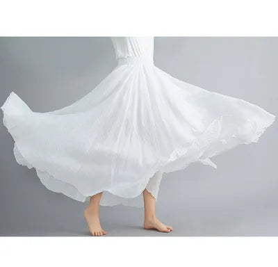Neue 2020 Damen Leinen Baumwolle Lange Röcke Elastische Taille Plissierte Maxi Röcke Strand Boho Vintage Sommer Röcke Faldas Saia
